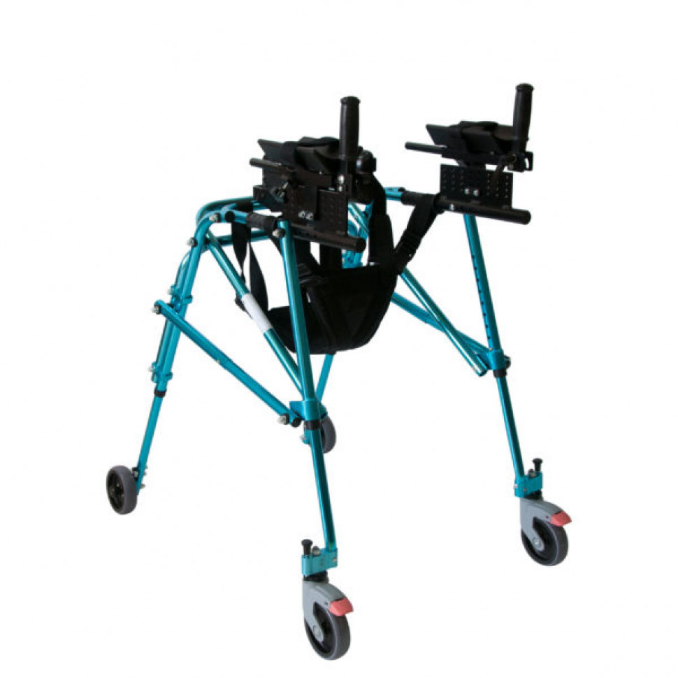 Ходунки для детей больных ДЦП с подлокотной опорой и фиксатором голеностопа Мега-923